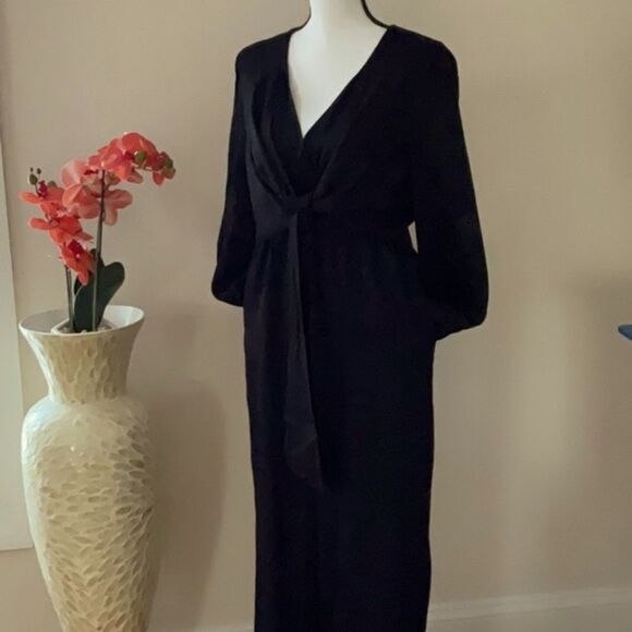 KATE SPADE NWT TIE FRONT JUMPSUIT BLACK SIZE 6 - Picture 5 of 13